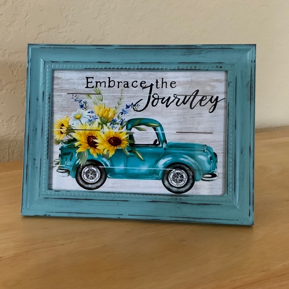 Farmhouse Truck & sunflowers picture 5x7 w/frame